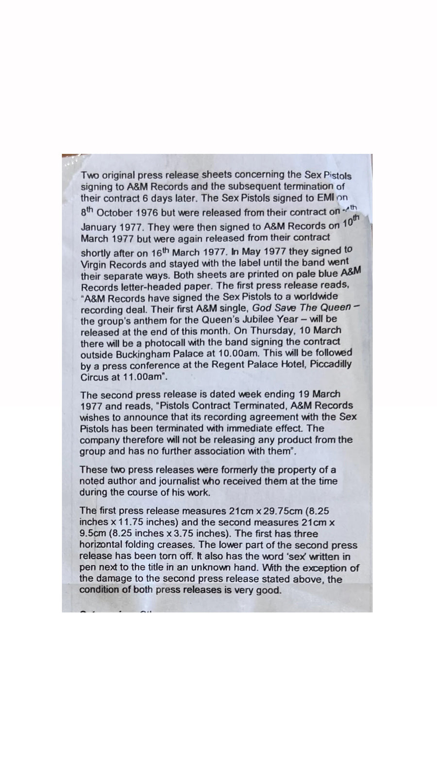 God Save The Queen A&M Press Statements