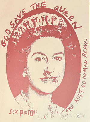 God Save The Queen Postage Stamp (Red & White Colourway)