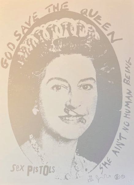God Save The Queen Postage Stamp (Silver & White Colourway)